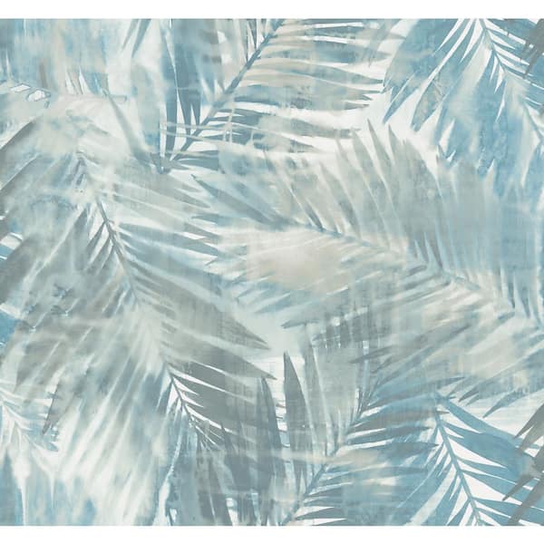 Seabrook Designs Kentmere Tropical Leaf Metallic Pearl and Powder Blue ...