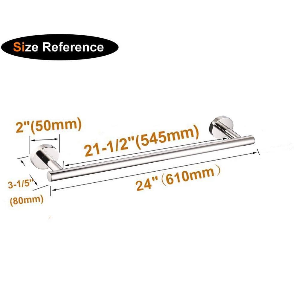 Polished Chrome 24-Inch Stainless Steel Wall Mounted Towel Bar