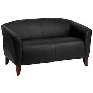 Hercules Imperial 52 in. Black Faux Leather 2-Seater Loveseat with Square Arms