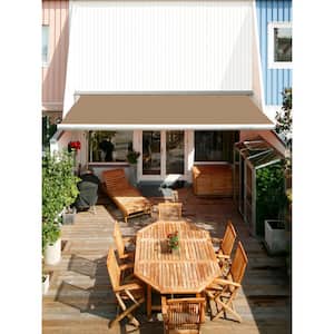 13 ft. Classic C Series Semi-Cassette Electric Retractable Patio Awning (118 in. Projection) in Canvas Umber