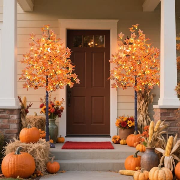 2-Piece 6 ft. Artificial Maple Tree in Base
