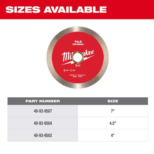 Milwaukee 4.5 in. Continuous Tile Diamond Blade