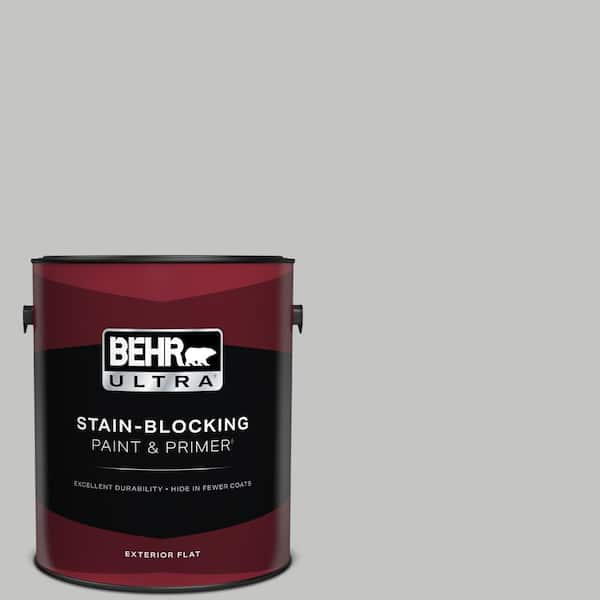 BEHR ULTRA 1 gal. #N520-2 Silver Bullet Flat Exterior Paint & Primer