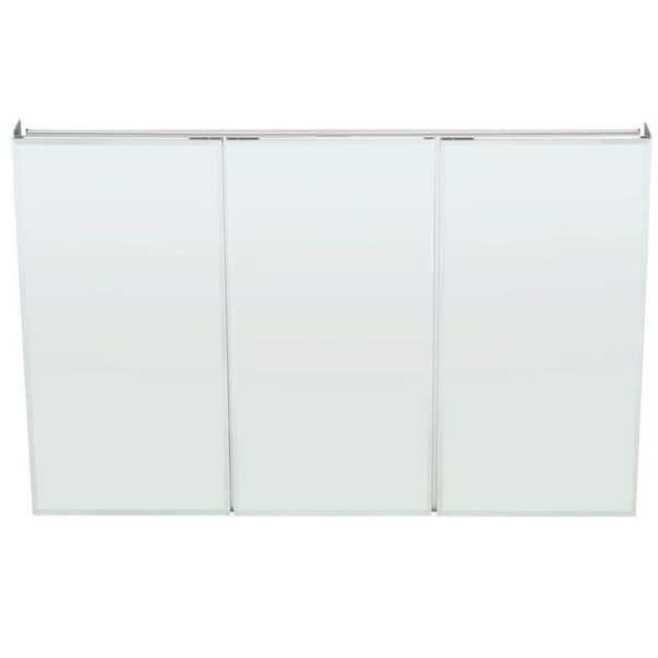 Pegasus 48 in. W x 31 in. H Frameless Recessed or Surface-Mount Tri-View Bathroom Medicine Cabinet with Beveled Mirror
