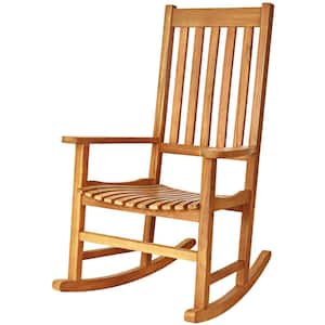 Natural Wood High Back Outdoor Rocking Chair