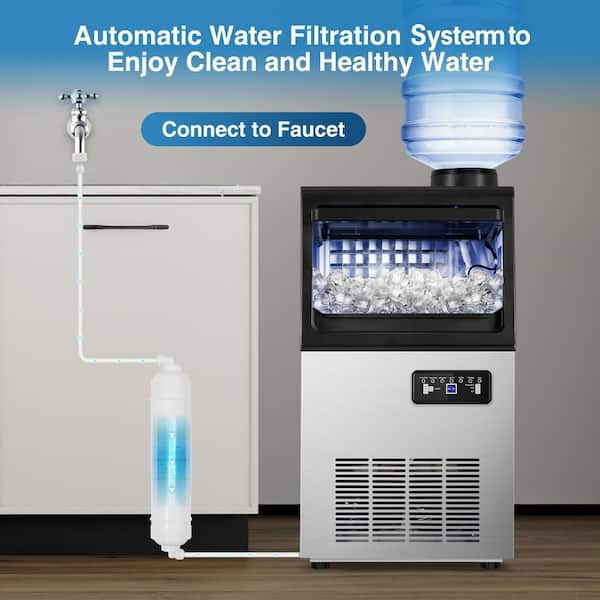 13.5 in. Freestanding 100 lbs. / 24 Hours Ice Maker Black and Silver Color-Blocked Finish 36-Full Size Ice Cubes/Cycle