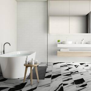 Panda Marble Polished 12 in. x 24 in. Glazed Porcelain Floor and Wall Tile (17.10 sq. ft./case)
