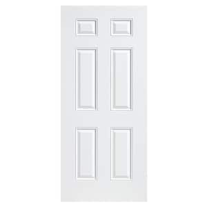 36 in. x 80 in. Utility 6-Panel Left Hand Inswing Primed Steel Prehung Front Exterior Door with Brickmold