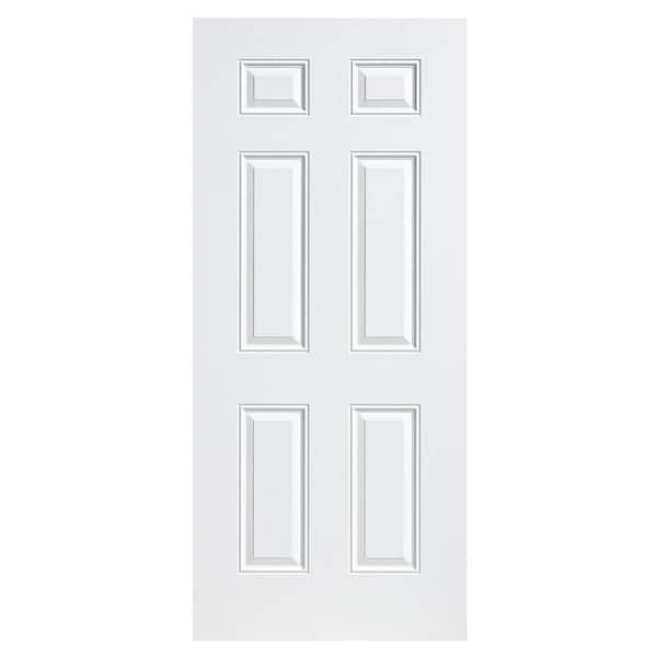 Masonite 36 in. x 80 in. Utility 6-Panel Left Hand Inswing Primed Steel Prehung Front Exterior Door with Brickmold