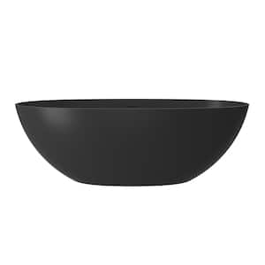65 in. Soaking Composite Artificial Stone Solid Surface Flatbottom Non-Whirlpool Bathtub in Black