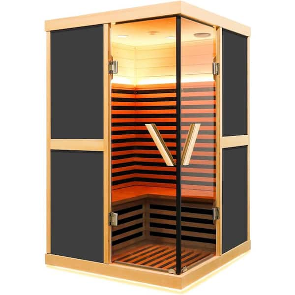 Moray 2-Person Indoor Hemlock Infrared Sauna with 10 Far-Infrared Carbon Crystal Heaters and Chromotherapy