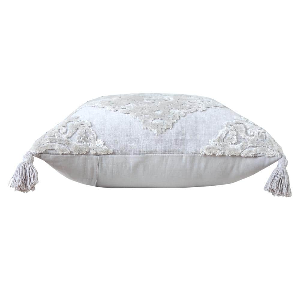 20" Silver Gray Textured Medallion Throw Pillow