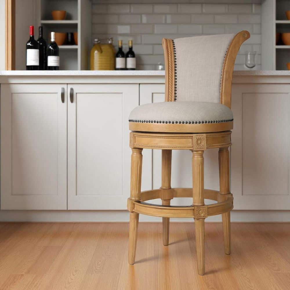 45.00 in. H Gray Bar Height Solid Wood Bar Stool with Fabric Seat (Set of 1) price history on PriceWatchPro