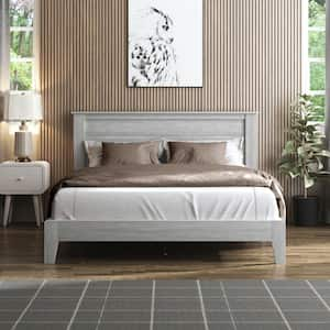 Tiena Lencia Dusty Gray Oak Wood Queen Platform Bed with Headboard