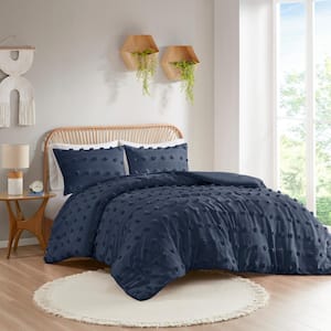 Vera 3-Piece Navy Full/Queen Clip Jacquard Comforter Set