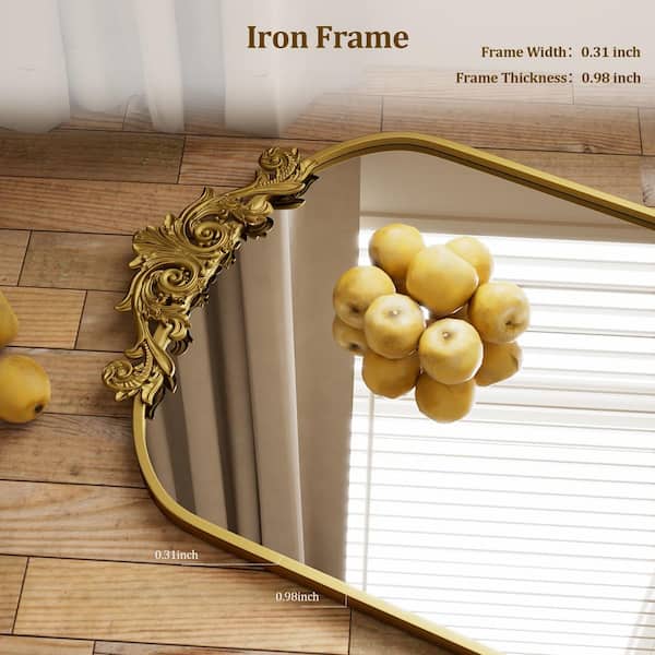 XRAMFY 21 in. W x 64 in. H Arched Gold Metal Framed with
