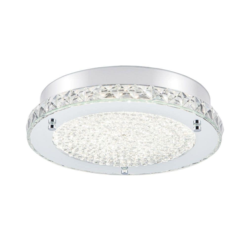 13.77 in. Siliver Modern Dimmable Flush Mount With K9 Clear Crystal Shade LED Chandelier and No Bulbs Included 1-Pack price history on PriceWatchPro