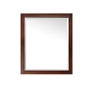 Brentwood 30 in. W x 35 in. H Framed Rectangular Beveled Edge Bathroom Vanity Mirror in New Walnut