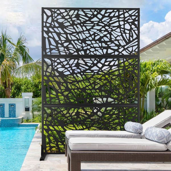 TUYOHW 72 in. H x 47 in. W Metal Privacy Screen for Deck Patio