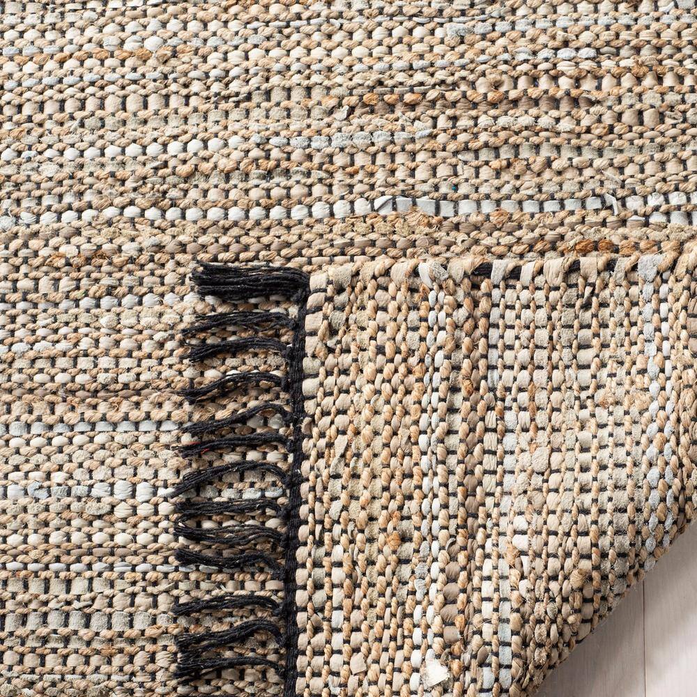 Handwoven Chic Beige Leather 3' x 5' Flatweave Cowhide Rug