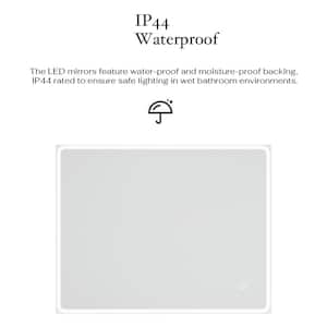 40 in. W x 28 in. H Large Rectangular Frameless Wall-Mount Anti-Fog LED Light Bathroom Vanity Mirror in Silver