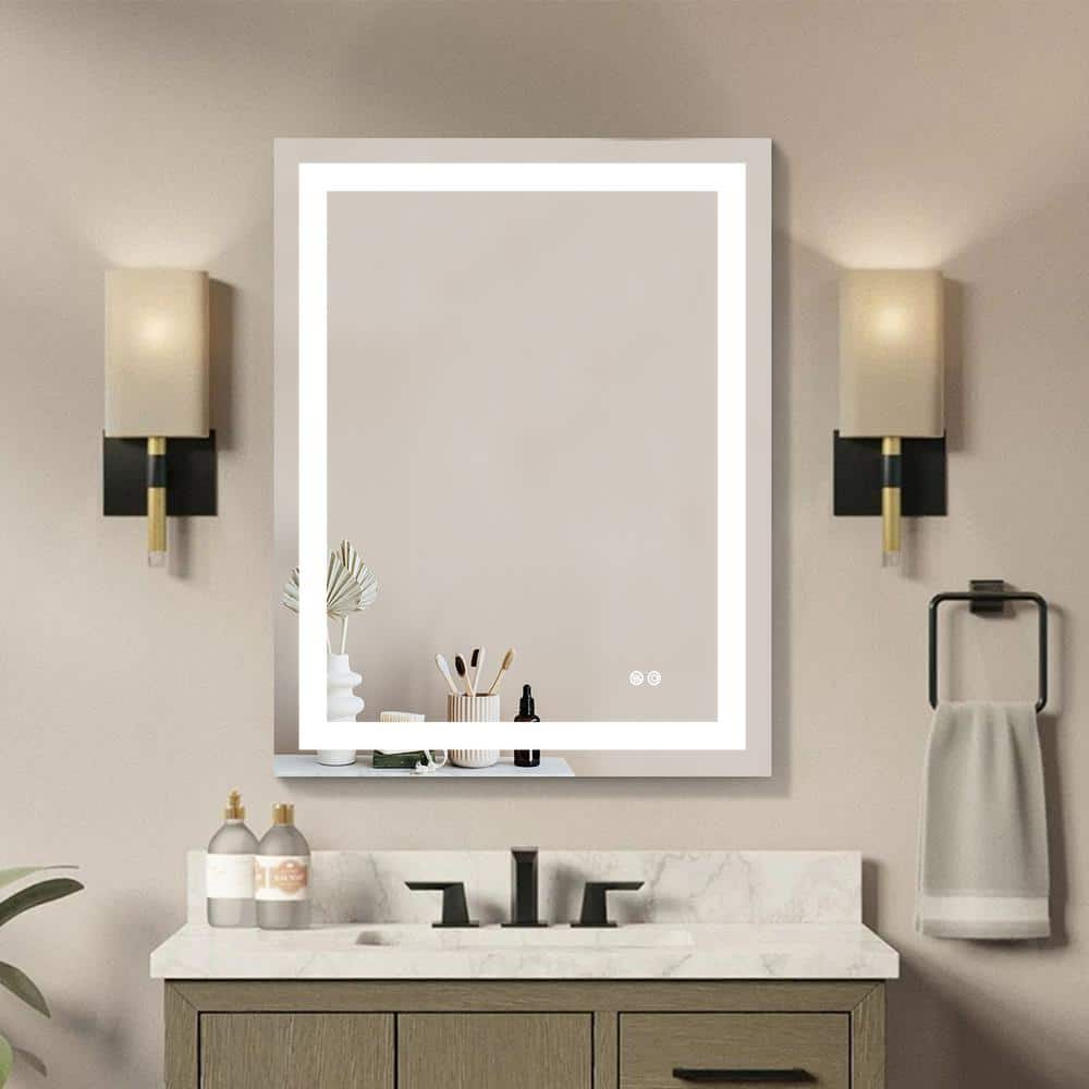 INSTER Luminous 36 in. W x 24 in. H Rectangular Frameless LED Mirror Dimmable Defog Wall-Mounted Bathroom Vanity Mirror, Silver