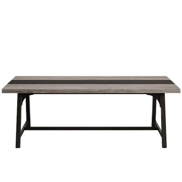 BYBLIGHT Roesler Industrial Grey Wood 70.87 in. 4-Legs Dining Table Seats 8