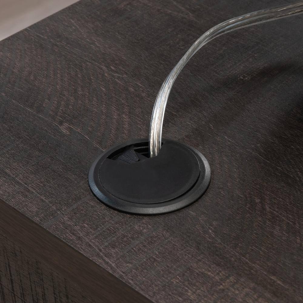 Blade Walnut L-Shaped Wood Corner Desk with Filing Cabinet
