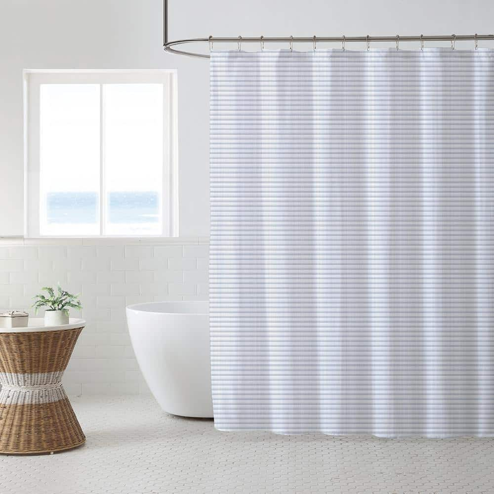 Tommy Bahama 72 In X 72 In Maldive Stripe 1 Piece Navy Blue Cotton Blend Shower Curtain Ushs6a1185519 The Home Depot