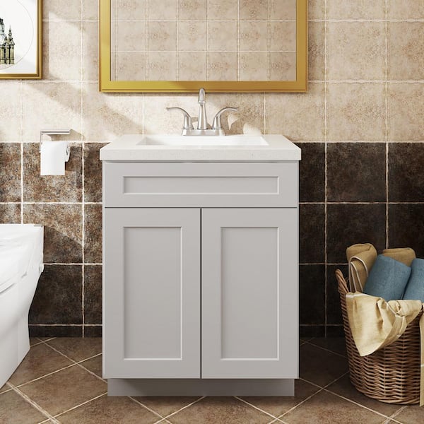 Hausvita 24 in. W x 21 in. D x 34.5 in. H Plywood Ready to Assemble Floor Vanity Sink Base Kitchen Cabinet in Shaker Dove