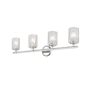 33 in. 4-Light Polished Nickel Vanity Light with Clear Glass