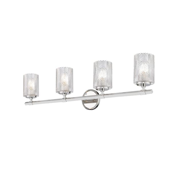 Unbranded 33 in. 4-Light Polished Nickel Vanity Light with Clear Glass