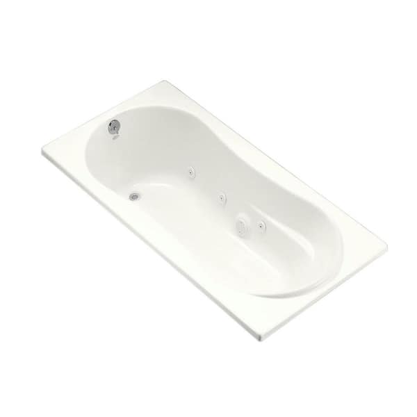 KOHLER PROFLEX 72 in. Acrylic Rectangular Drop-in Whirlpool Bathtub with Reversible Drain in Biscuit