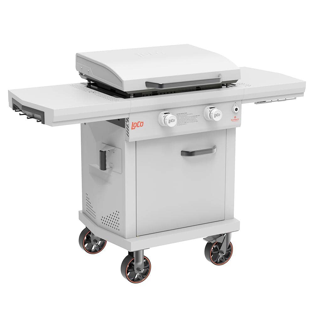 LoCo 26" White Propane Gas Griddle with Folding Shelves