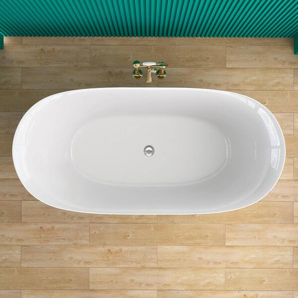 Zeafive Van 51 in. x 27.5 in. Acrylic Freestanding Soaking Bathtub