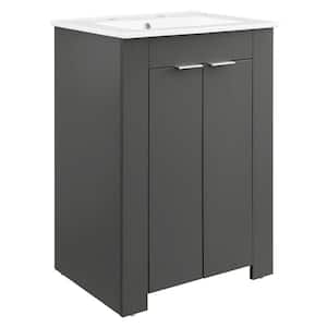 Maybelle 24.5 in. W x 18.5 in. D Gray Vanity with White Ceramic Top