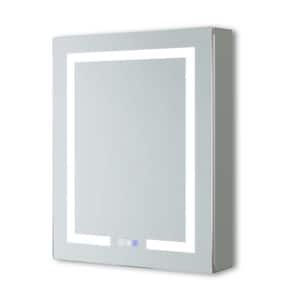 24 in. W x 30 in. H Rectangular Sliver Aluminum Recessed/Surface Mount Left Medicine Cabinet with Mirror and LED