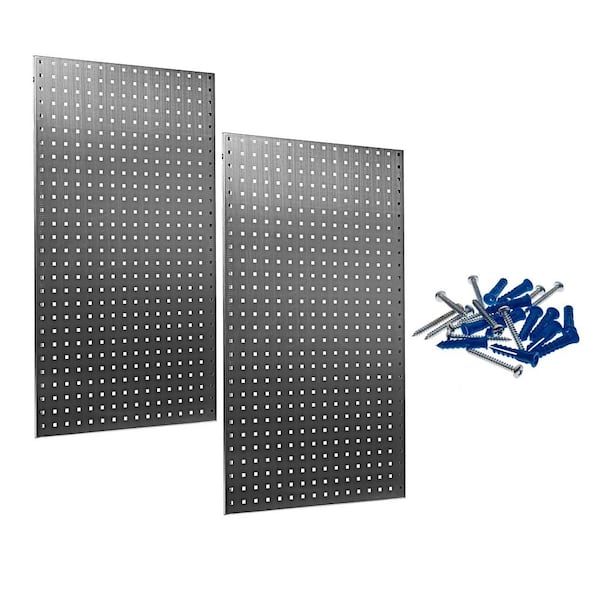 Triton Products (2) 24 in. W x 42-1/2 in. H x 9/16 in. D Stainless Steel  Square Hole Pegboards