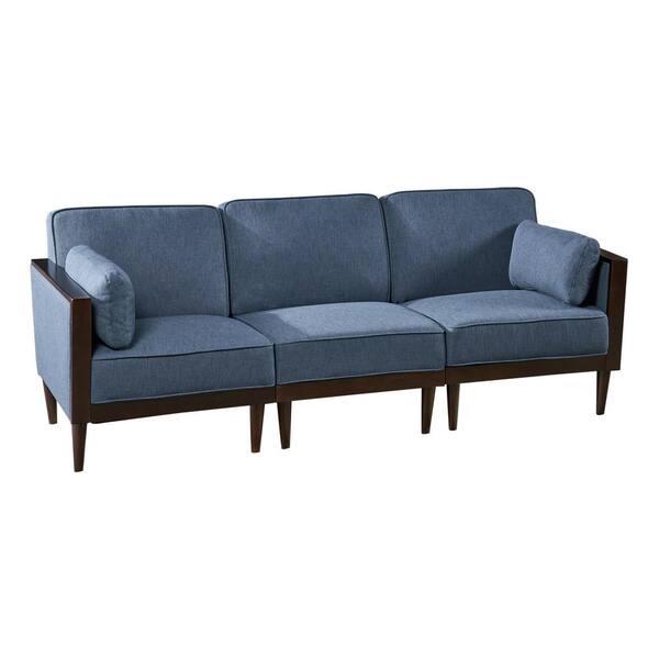 Noble House Pembroke Mid-Century Modern 3-Piece Navy Blue Fabric Sectional Sofa Set