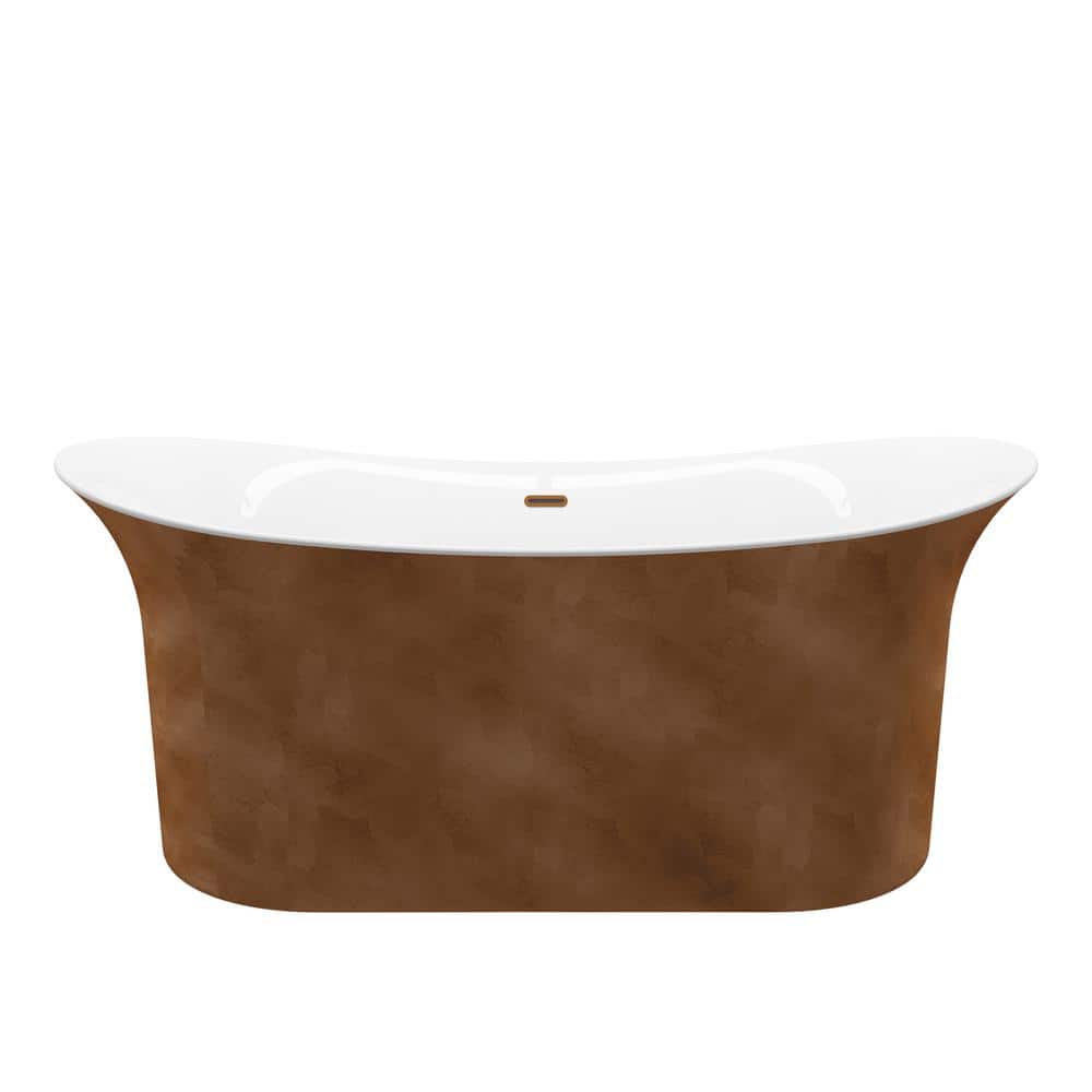 Modern Copper Leaf Acrylic Freestanding Double Slipper Bathtub