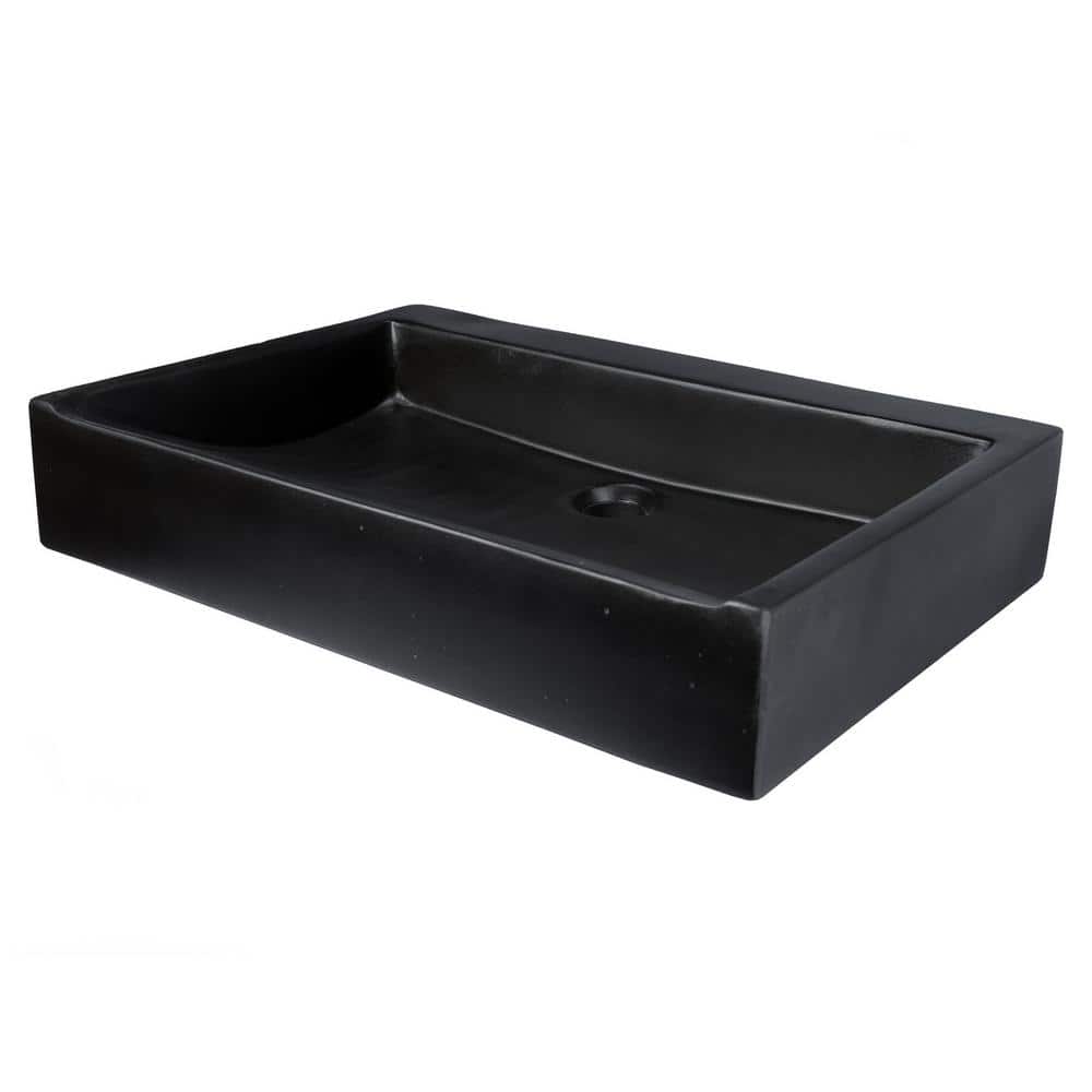 Eden Black Concrete Rectangular Undermount Bathroom Sink