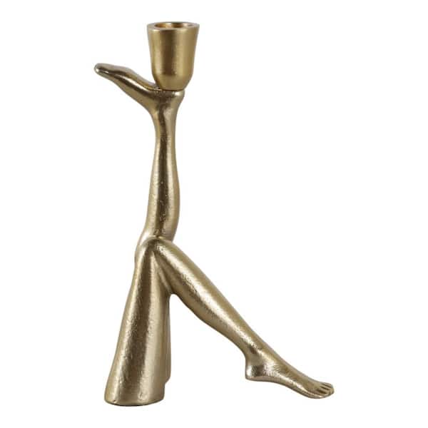 9 in. Gold Metal Leg Up Taper Candle Holder