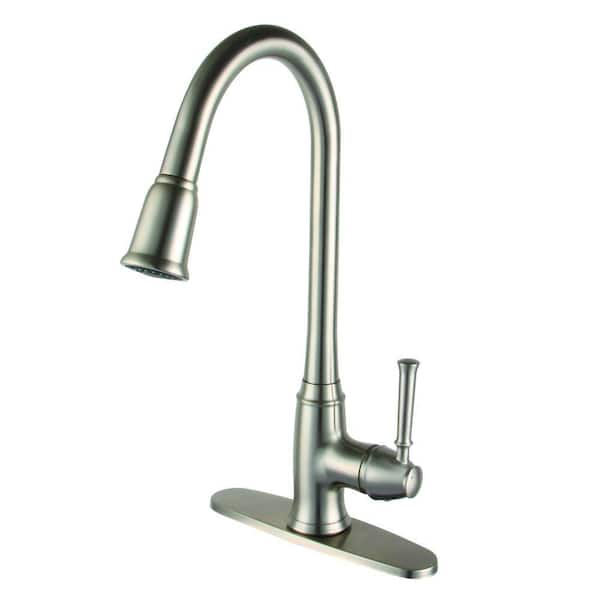 Yosemite Home Decor Single-Handle Pull-Down Sprayer Kitchen Faucet in Brushed Nickel