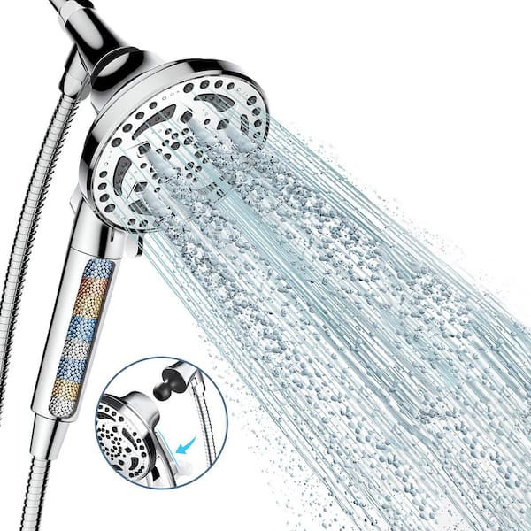 Heemli 7-Spray Pattern 4.92 in. Wall Mount Handheld System Heads 1.8 GPM With Filter, Removable Shower Hose in Chrome
