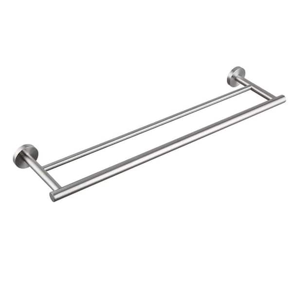 Bathroom 23.6 in. Wall Mounted Double Towel Bar Towel Holder in Brushed Nickel