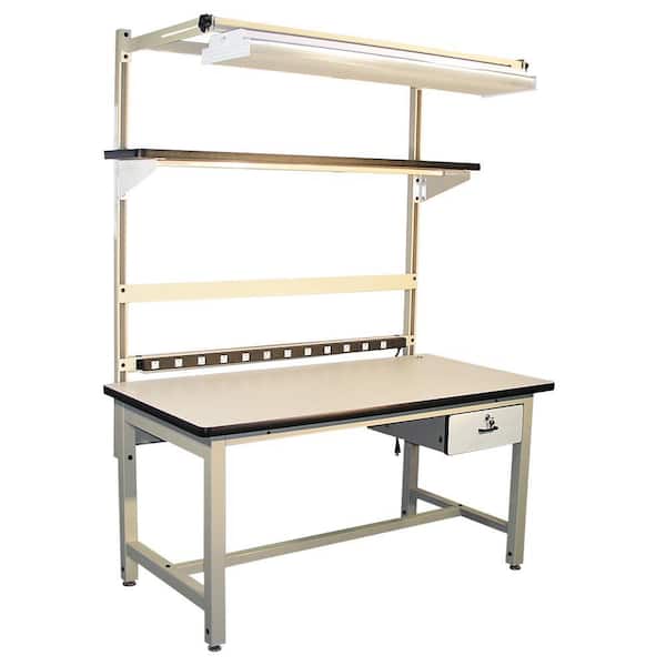 72 in. W x 30 in. D 1-Drawer Adjustable Height Workbench with Laminate Top