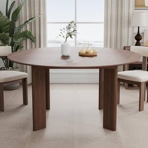Dovelina 52 in. Natural Oak Wood Color 4 Legs Round Kitchen Table ...