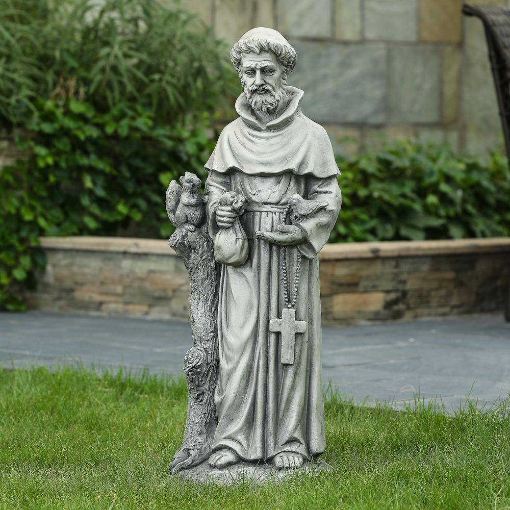 31" Gray Magnesium Oxide Saint Francis Garden Statue