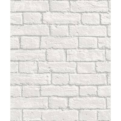 Ditmas White Brick Sample White Wallpaper Sample