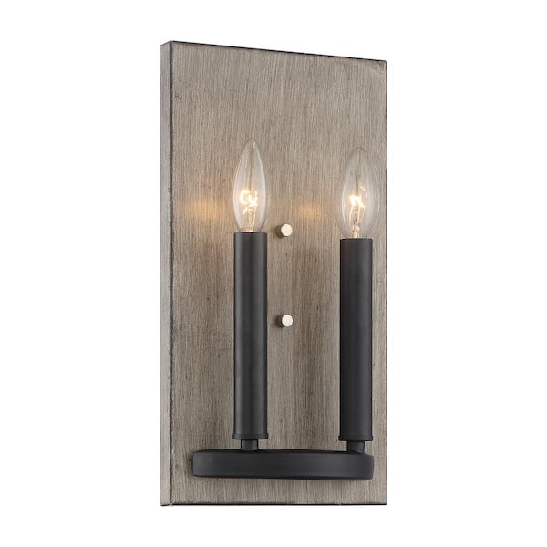 Minka Lavery Rawson Ridge 7.5 in. Aged Silverwood and Brushed Nickel Wall Sconce